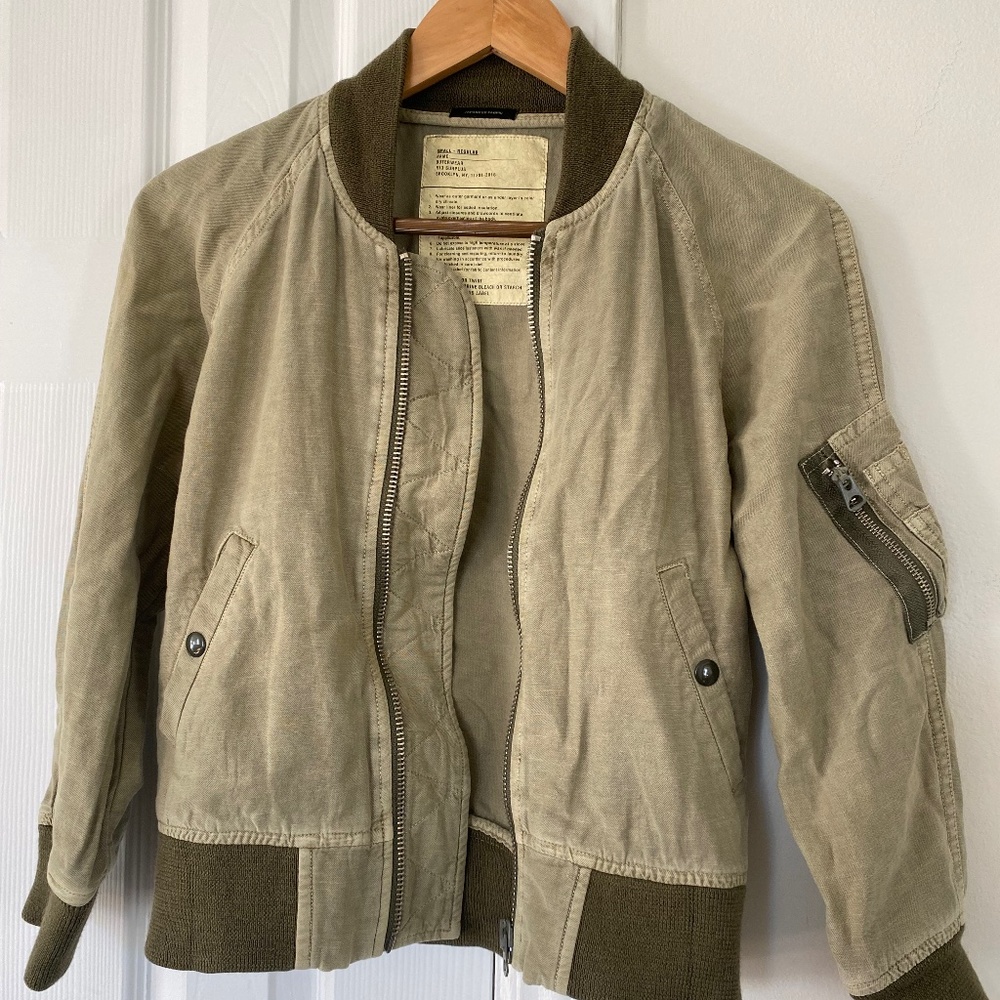 R13 Cotton and Hemp olive green bomber jacket small